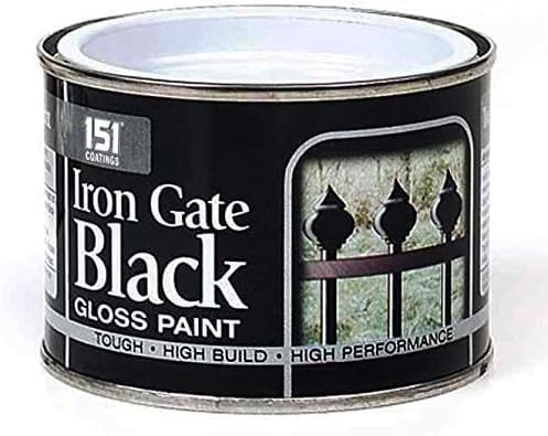 GSV Essentials 151 Coatings Iron Gate Black Paint, Non-Drip Glossy Finish Black Paint, High Built, Quick Drying Tin Paint Ideal for Both Indoor and Outdoor Use, Versatile Surfaces,180ml