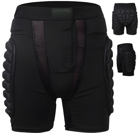 Gepolsterte Schutzshorts, Protektorhose 3D, Gepolstert Schutz Gear, Hüftschutzhosen, Hüftschutzausrüstung für Snowboarding, Skating, Rollerblading, Radfahren im Freien (Schwarz, M)