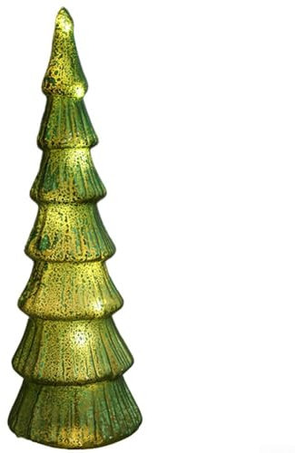 Oniissy Albero di Natale in vetro con luci, decorazione da tavolo in vetro illuminato, elegante decorazione per albero di Natale per tavoli, mensole e altro ancora (E)