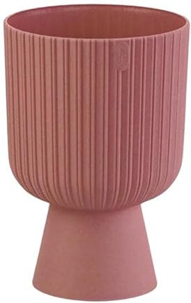 DIKEL Blumentopf Ø 14 cm 20 cm Höhe | Blumentöpfe mit geriffelter Struktur und stabilem Standfuß | Übertopf in moderner Optik | Blumentöpfe ideal für Innendekoration | Rosa