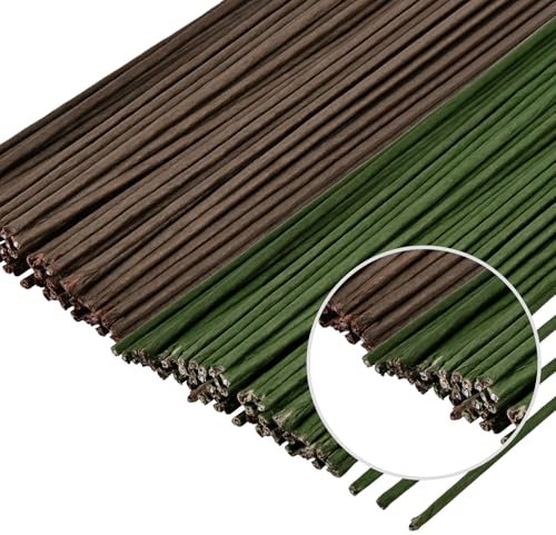POPOYU 40 unidades de alambre para floristas de 40 cm, 1 mm, color marrón y verde negro, alambre para manualidades, alambre de flores, alambre fino, alambre para floristería, alambre de papel para