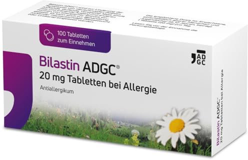 Bilastin ADGC® 100 St - Allergietabletten bei Heuschnupfen - schnell & langanhaltend bis 24 St. wirksam bei allergischem Schnupfen, Nesselsucht(Urtikaria), Juckreiz, Tierhaar- und Hausstauballergie