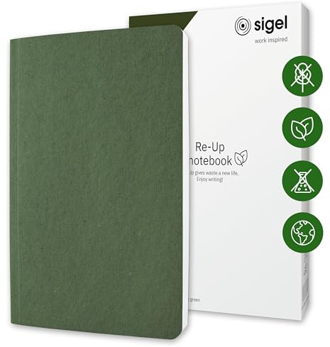 Sigel Re-Up Softcover Notebook A5 | RU205, Ruled, moss green, 100 p