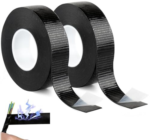 SHSHbuy Butyle en Étanche Ruban,2 Pièces Bande de Joint,Ruban Isolant,Power Tape,Ruban Adhésif de Bâche pour Réparer,Consolider,Colmater 5M*23mm*0.8mm