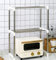 LANTUS - Mueble de almacenamiento de cocina, soporte para horno microondas con 2 niveles de estante expansible, ideal para colgar tus utensilios de cocina, 63 x 24 x 47-87 cm (plata)