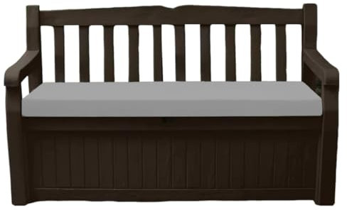 A ATH COLLECTION Waterproof Garden Bench Cushion Seat Pad Only fit for Iceni Outdoor Garden And Eden Storage Box 128x50x5cm Lightweight Durable Cushions (Silver)