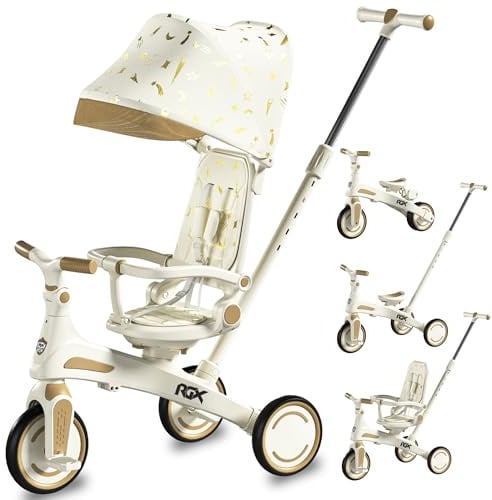 WeLLIFE RGX Triciclo Evolutivo 5 in 1 per Bambini 1-3 Anni | Con sedile girevole 360, maniglione genitore, cappottina parasole, cinture e montaggio senza attrezzi