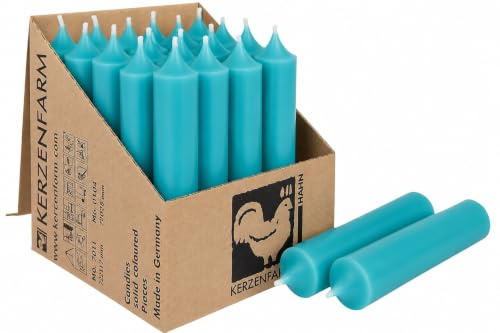 Kurze Stabkerzen Tafelkerzen durchgehend gefärbt Spitzkerzen für die Tisch-Deko zur Hochzeit Weihnachten & Party (5, Türkis)