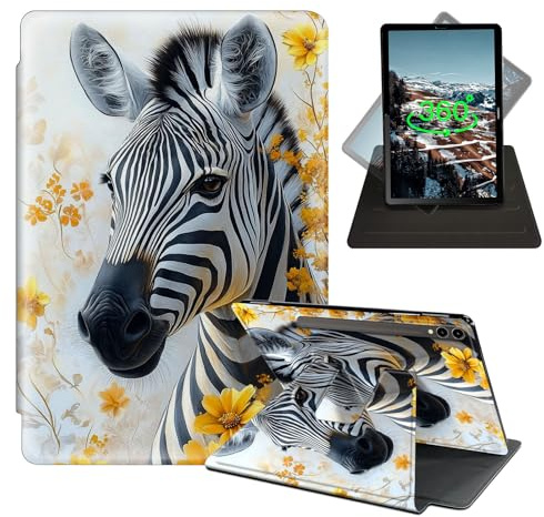 LROTFNGX Case for Samsung Galaxy Tab S10 Ultra / S9 Ultra Tablet Case 14.6''- 360 Rotating Stand & Full-Body Shockproof Drop Protection,Zebra Floral