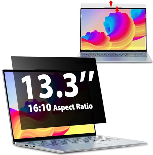 Filtre de Confidentialité pour 13,3 pouces ordinateurs portables 16:10 | Anti-espionnage, Anti-lumière bleue et Anti-reflets, Amovible, compatible avec Lenovo, HP, Dell, Acer, Samsung, Asus