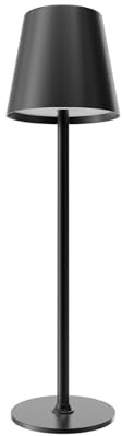 MMOBIEL Kabellose LED-Tischlampe Wiederaufladbare Metalllampe mit Touch-Steuerung, Stufenloser 3-Farb-Dimmung, USB-C, 5200mAh Akku für Schlafzimmer, Restaurant, Innen & Außen – Schwarz
