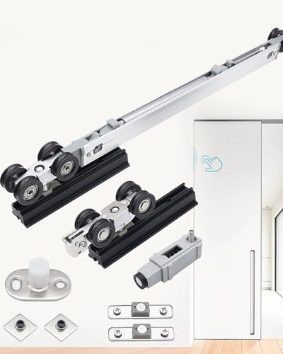 Laufschienen Für Schiebetüren Doppelschienen-Schiebetürsystem für Kleiderschränke, Verdeckte Schranktürführung 61 76 123 142 203 cm, Ersatzschiene für Terrassen(424cm/166.9inch/13.9ft)
