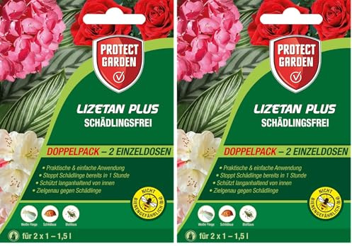 PROTECT GARDEN Lizetan Plus Schädlingsfrei, Blattlausfrei Konzentrat, mit langanhaltendem Schutz gegen Schädlinge an Zierpflanzen, 2 x 4 ml Portionsfläschchen (Packung mit 2)
