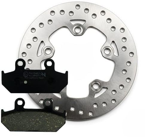 Kit Freno Posteriore N e w f r e n: Disco Freno DF4111A + Pastiglie Organiche FD0356BE1 per S u z u k i Burgman 400 2007-2025 compatibile con Versioni ABS e Doppio Disco Anteriore