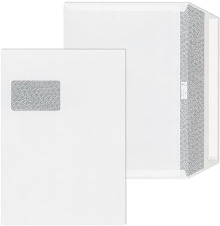 ÖKI Kuvert C4, 50 Stück, Briefumschlag mit Haftstreifen, Fenster links, 229x324mm, 100g, weiß