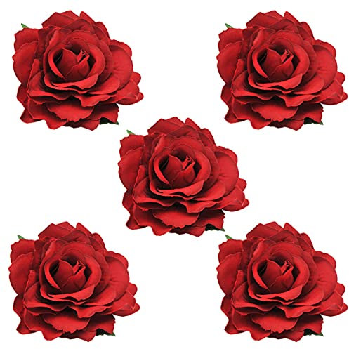 DRESHOW 5 Pacco Fiore Spilla Testa Ornamento Donne Rosa Accessori per Capelli Clip da Sposa Ballerina di Flamenco
