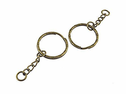 6 anneaux porte-clés avec chaîne en bronze antiques de Vintage Parts, Bijoux DIY