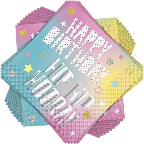 Papierservietten - 16,5 cm - Einhorn-Party - Packung mit 16 Stück