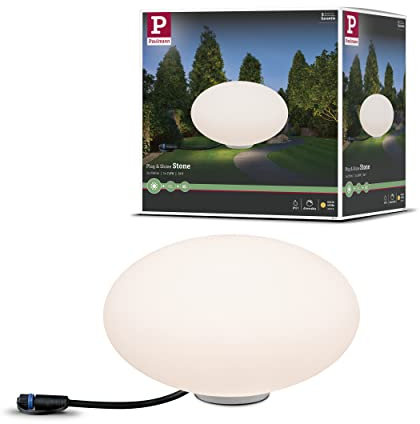 Paulmann Licht Outdoor Plug & Shine Lichtobjekt Stone IP67 3000K 235lm 24V Kugelleuchte Aussenleuchte Gartenbeleuchtung Terassenbeleuchtung, Plastik, 2.8 W, Weiß, 28 x 28 x 16.6 cm