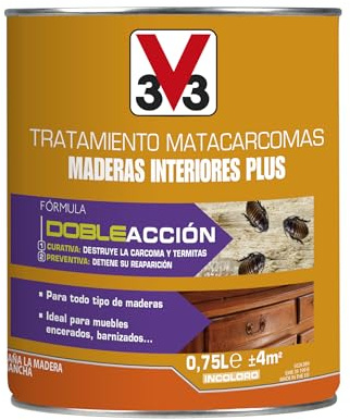 V33 Tratamiento Matacarcomas Maderas Interior Plus Incoloro 0,75L