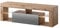 Selsey BIANKO – TV-Lowboard/TV-Schrank in Holz-Optik Lancaster Eiche mit Klappe in Grau Hochglanz mit LED-Beleuchtung Stehend 140cm