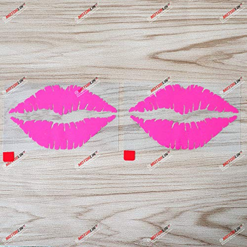 2X Hot Pink 10,2 cm Kussmund Aufkleber, Auto, Computer, Fenster, Vinyl, ohne Hintergrund, konturgeschnitten