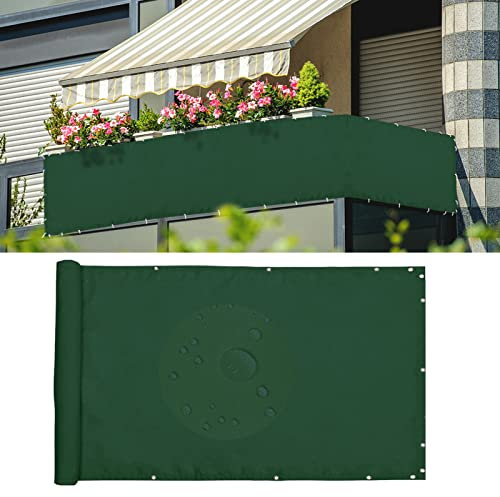 Ommda Balkon Schtschutz Stoff Wasserdicht UV Schutz 95% Sonnenschutz Zaun Sichtschutz Windschutz mit Nylonseilseil und Kabelbinder HDPE 185 g/m²,Dunkelgrün,0.75x4m Nach Mass