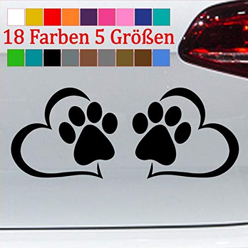 generisch Pfoten Sticker Auto Sticker Hunde Katzen Tatzen Aufkleber Hund Tier Herz 70-Schwarz 10x4cm