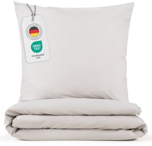 Blumtal Bettwäsche 240x220cm + 2X 40x80cm Kopfkissenbezug - Oeko-TEX zert. Mikrofaser Bettwäsche Set - Mikrofaser Bettbezug bis 95 °C - Deckenbezug + Kissenbezug 3-teilig - Duvet Cover Moonlight Grau