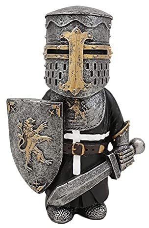 Lrxinki Gartenzwerg Ritter Wache Gartenzwerg Ornamente, 13cm Tall Outdoor Mittelalter Kreuzritter Ritter Anzug Statue Wasserdicht Harz Ornament, Für Hof Rasen Garten Dekorationen(006)