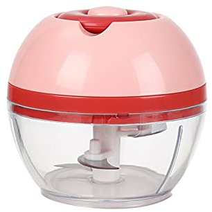 Mini robot de cocina, picadora manual de ajo con 2 cuchillas para verduras, carne, ajo, onion, color rosa