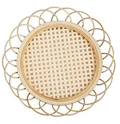 CUSROS Dessous de verre en rotin rétro exquis en forme de fleur de bambou pour salon A