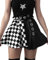 DINGJIUYAN Karierter Gothic-Rock mit Taillengürtel für Damen, plissiert, kariert, Punk, Grunge, Minirock, Emo Alt Kleidung, Gürtel mit Schwarz, M