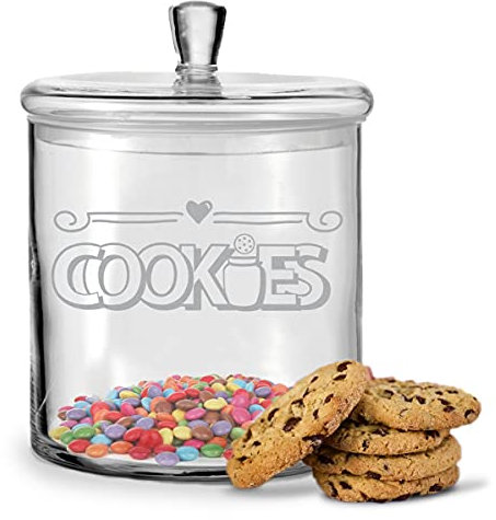 GRAVURZEILE Leonardo Keksglas mit Gravur - Cookies - Keksdose Bonbonglas Vorratsdose mit luftdichtem Deckel für Süßigkeiten - als Geschenk für Freunde und Familie zum Geburtstag als Aufmerksamkeit