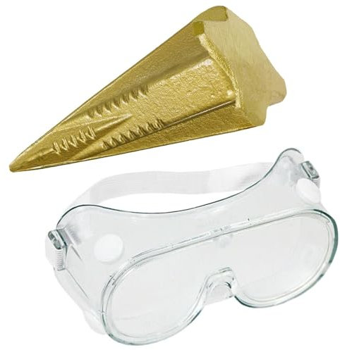 SPARES2GO Diamond Shape Log Splitter Wood Wedge + Safety Goggles