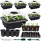 YUNSTK 5 Pcs Seed Propagators, Trays for Seedlings Reusable with Lid, 60 Cells Starter Tray Adjustable Humidity Dome and Base, Windowsill & Greenhouse Grow Plant Germination Equipment
