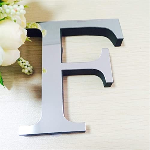 Wandaufkleber 3D, 15 cm, Silber - ganzes Alphabet u. Zahlen - Wanddekoration groß Spiegel Deko Home Wand Hochzeit Aufkleber klein Acryl Wandtattoo Partydeko Dekobuchstaben Medium Bar - Buchstabe F