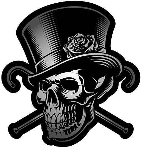 Samunshi Gentleman Skull Totenkopf Aufkleber Autoaufkleber für Motorrad Fahrrad Roller oder Auto Sticker Schädel Totenschädel (19x20cm Gentleman Skull Totenkopf)