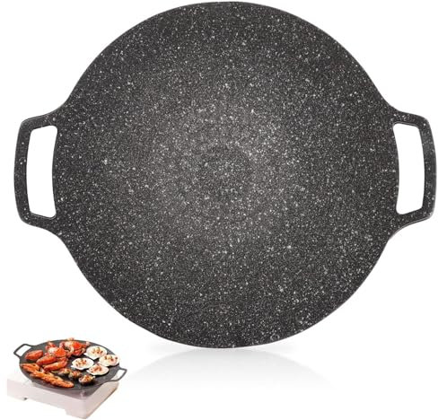 Poêle à Griller Coréenne, Barbecue coréen gril antiadhésif, plaque chauffante ronde pour barbecue, gril barbecue poêle circulaire antiadhésive pour induction, cuisinière à gaz(Universel 30cm)