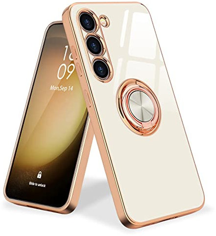 Urarssa Cover Compatibile con Samsung Galaxy S23 5G Custodia Ultra Sottile Morbida TPU Silicone Custodia con 360° Regolabile Anello Magnetica Supporto Ring Cover per Samsung Galaxy S23 5G Viola
