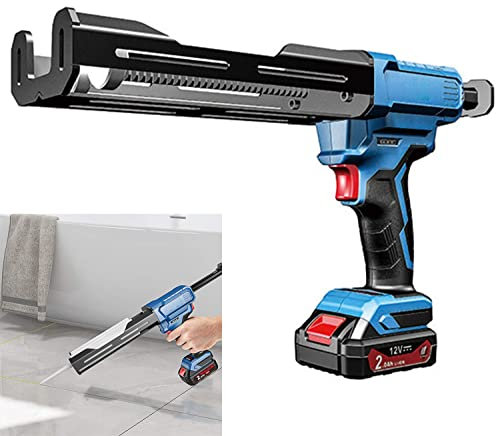 MONSEG Electric Double Cartridge Adhesive Caulking Gun, Heavy Duty Silicone Caulking Gun, 12V Rechargeable Barrel Style Caulk & Adhesive Gun, 300-600ml Cartridge Sausage Cartridge Gun
