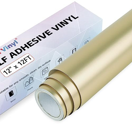 Lya Vinyl Vinylfolie Plotter Metallisch Matt - 30,5 x 366 cm Plotterfolie Vinyl Champagner für Cricut, Cameo, Selbstklebendes Vinyl für Tassen, Glas, Geburtstagsfeier