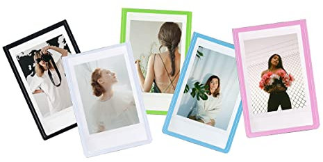 Orga'Neat Magnetic Photo Frame Fridge for Fujifilm Instax Mini Instant Film, Refrigerator Magnets Photo Frame Picture Holder with Clear Pocket Cover for 8.6cm*5.4cm Picture, 5 Colors -5 Pack