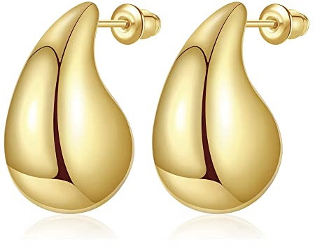 Anten Pink 18K Ohrringe Gold, Leichte Waterdrop Open Hoops Goldene Ohrringe Damen, Hypoallergen Schmuck Geschenke für Frauen Damen Mädchen