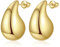 Anten Pink 18K Ohrringe Gold, Leichte Waterdrop Open Hoops Goldene Ohrringe Damen, Hypoallergen Schmuck Geschenke für Frauen Damen Mädchen