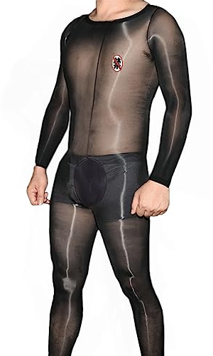 HTRUIYATY Herren Glänzende Bodystocking 8D Ganzkörperstrumpfhose Men Jumpsuit Elastische und stylische Bodysuit