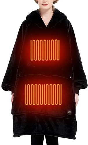 KFUBUO Unisex Kfydhc0624 Heated Wearable Blanket | Wireless Portable Battery Operated Plush Sherpa Flannel Outdoor Heating Hoodie Throw for Adult Men Women