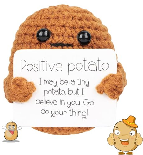 TKGEOUE Positive Potato, Positive Kartoffel, Pocket Hug Positive Kartoffel, Strickwolle Kartoffel Puppe, Geschenk für Frauen Freundin Geburtstags Weihnachten Abschieds Motivations