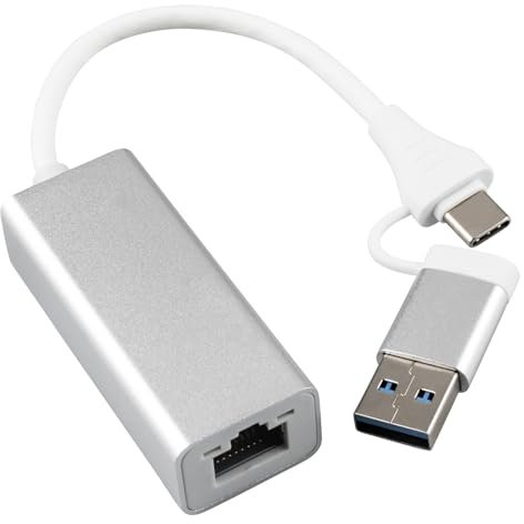 Leehitech 1000Mbit/s USB C Ethernet Adapter, TYP C/USB3.0 Zwei in Eins Schnittstelle zu RJ45 Netzwerkanschluss, Geeignet für Laptops, Mobiltelefone, TV-Boxen und Switch usw