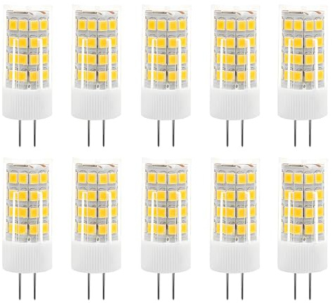 HUAMu G4 LED-Glühbirnen, 5W Äquivalent 50W Halogen, Warmweiß 3000K, 500Lumen, 12V AC/DC Stiftsockel, 360° Abstrahlwinkel Energieeinsparung G4 Nein Dimmbar, 10 Stück